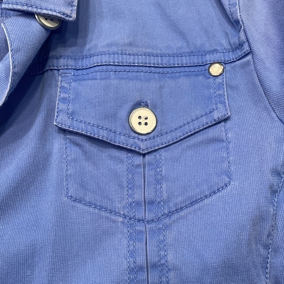 Chico's micro corduroy light blue button up jean jacket style light weight Sz L - Picture 6 of 8